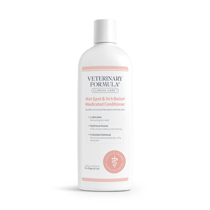 Veterinary Formula Clinical Care Hot Spot & Itch Relief Cat & Dog Medicated Conditioner, 16 oz â€“ Oatmeal Conditions Skin for a Lustrous Coat, Formulated to Help Alleviate Itchy Skin - Image 1